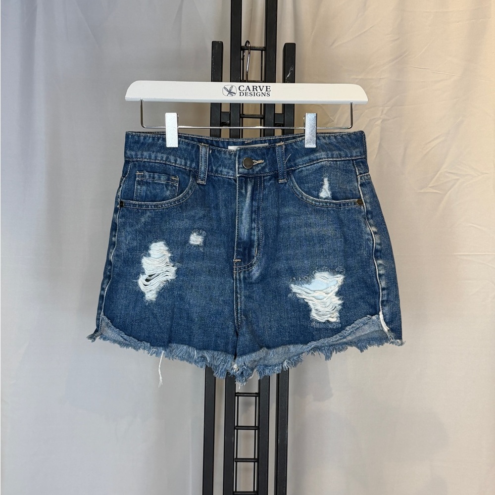Nature Denim Ripped Denim Shorts‎ - Blue